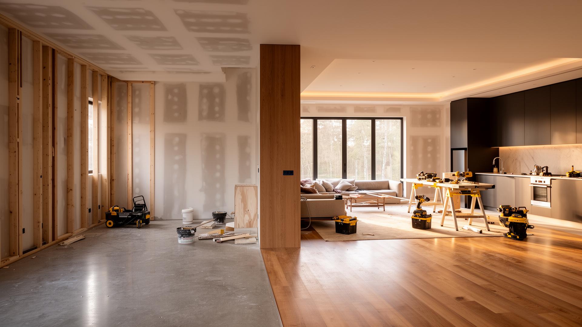 Modern home remodel in progress in Austin, Texas